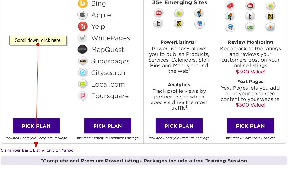 Basic listing link Yahoo/Yext